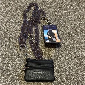 Black Crossbody wallet/Bag with Chain Strap for phone attachment